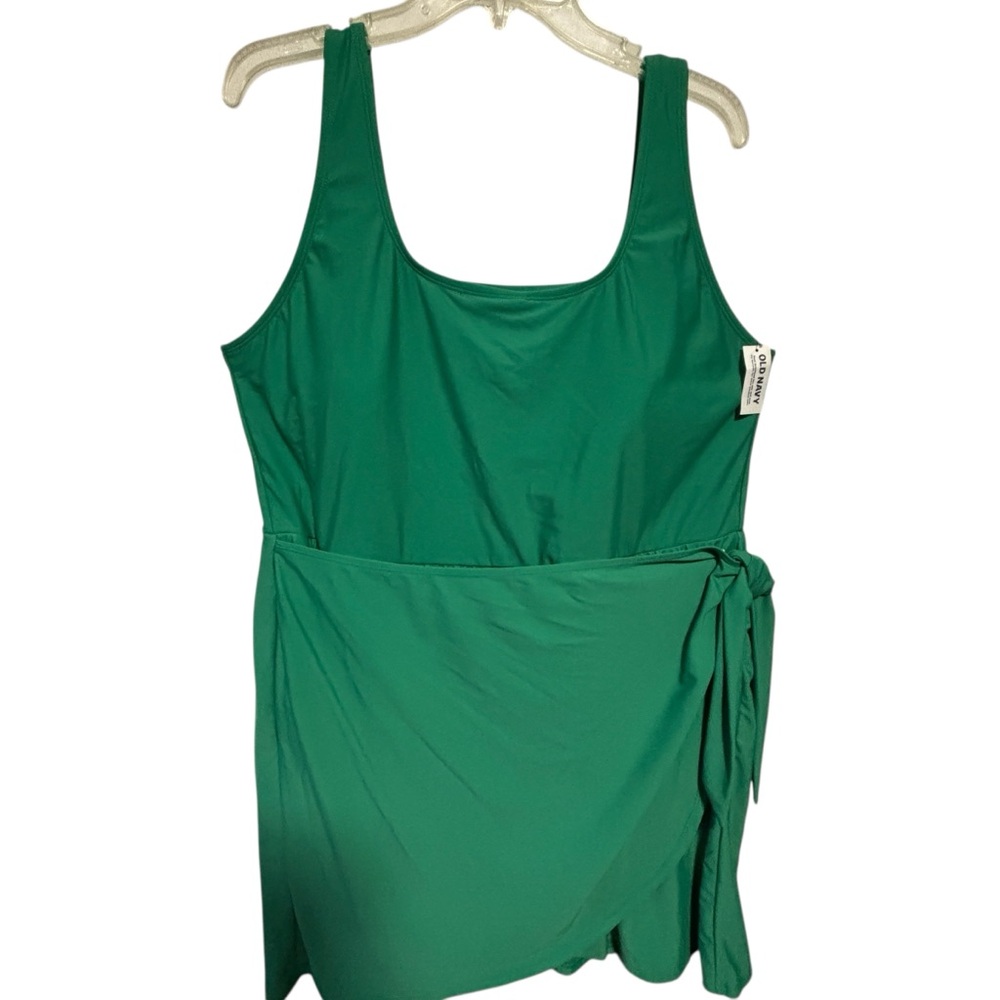 Old Navy Side-Tie Swimsuit Dress Beach Cruiser Green Women's Size 3X Quick Dry